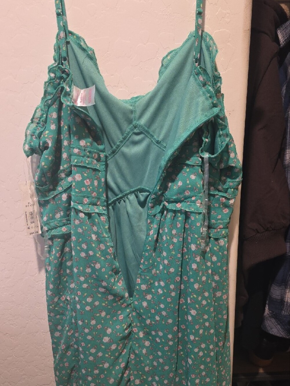No Boundaries Teal Floral Ruffle Maxi Dress - Picture 6 of 7